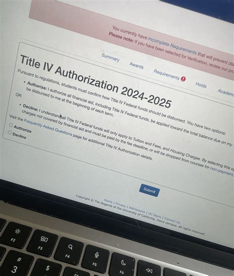 Title IV Authorization : r/UCDavis