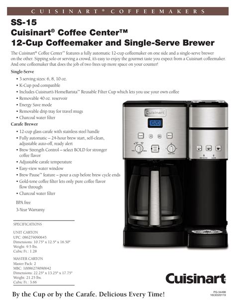 Cuisinart Coffee Maker 12 Cup Instructions : Cuisinart Chw 12 Manual ...