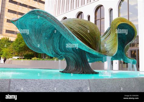Modern sculpture fountain in One M&T Plaza, an office tower in downtown ...
