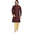 Buy Brand Boy Mens Ethnic Wear Red Kurta Pajama Sherwani Set (Large ...