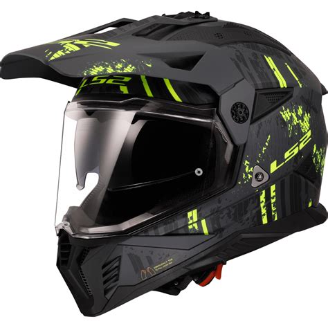 LS2 MX436 PIONEER II CRAZY BLACK MATT HI VIZ YELLOW HELMET ...