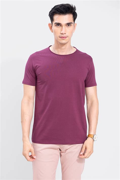 Buy Men's Raw Edge Burgundy T-Shirt Online | SNITCH