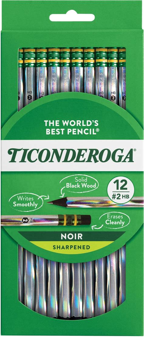 Dixon Ticonderoga 13970 Noir Black Wood-Cased #2 Pencils, Holographic ...