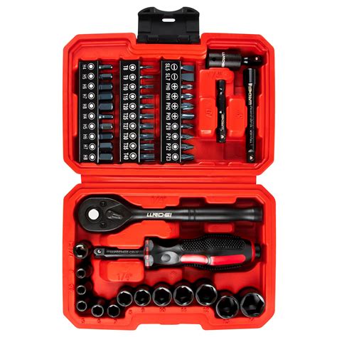 LLNDEI 48 Piece 1/4 Inch Mini Socket Ratchet Wrench Set, Metric Shallow ...