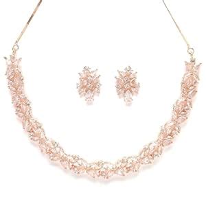 Buy Karatcart Rose Gold Plated American Diamond Necklace Set for Women ...