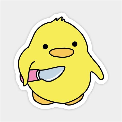 Chicken duck holding knife meme sticker laptop sticker water bottle ...