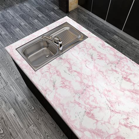 Buy CRE8TIVE Pink Marble Contact Paper Waterproof 24x118 Wide Pink ...