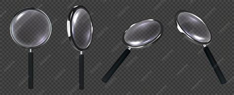 Realistic 3d magnifiers search magnifying glass with black handle ...