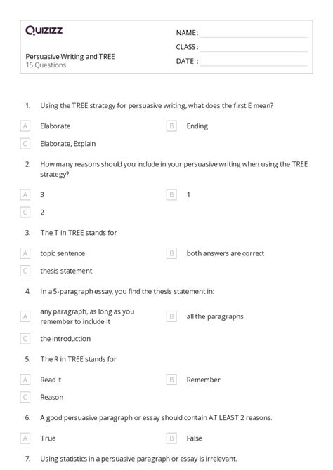 50+ Persuasive Writing worksheets for 8th Class on Quizizz | Free ...
