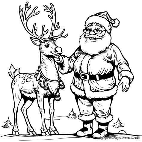 Free Santa And Reindeer Coloring Pages