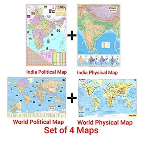 Buy India And World Political And Physical | Set of 4 s | All Size 70× ...