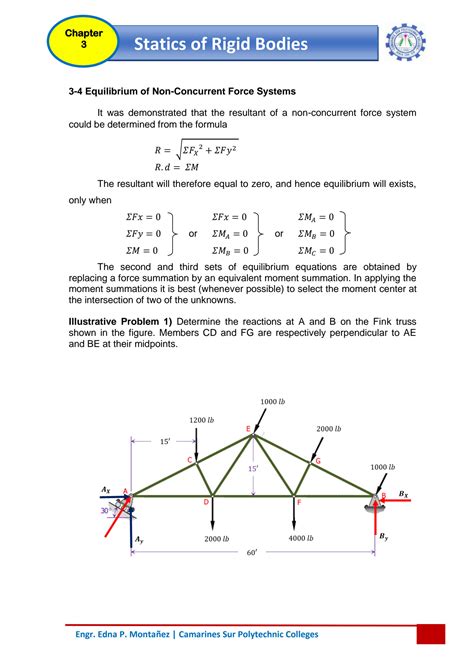 Image result for Equilibrium Non-Concurrent Force Systems Sample Problems