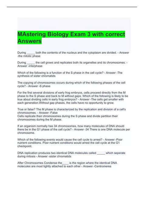 Mastering Biology Answer Key Chapter 3 - Verified Academic Solutions