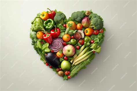 Premium AI Image | Heart Shape Made from Assorted Vegetables Organic ...