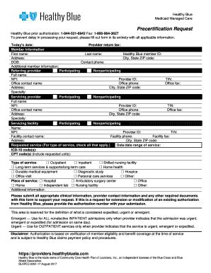 Healthy Blue Prior Authorization Form - Fill Online, Printable ...