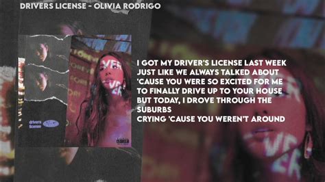 Image result for Drivers License Lyrics Clean Version