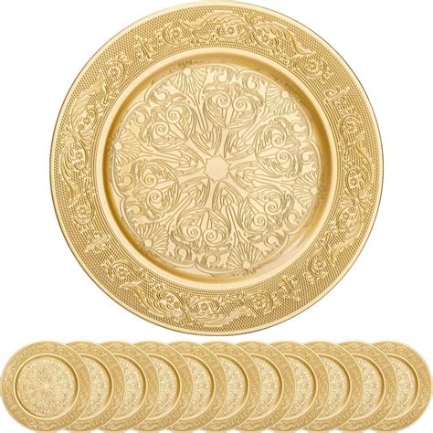 Amazon.com | Cididu 12 Pack Gold Charger Plates, 13 Inch Gold Round ...
