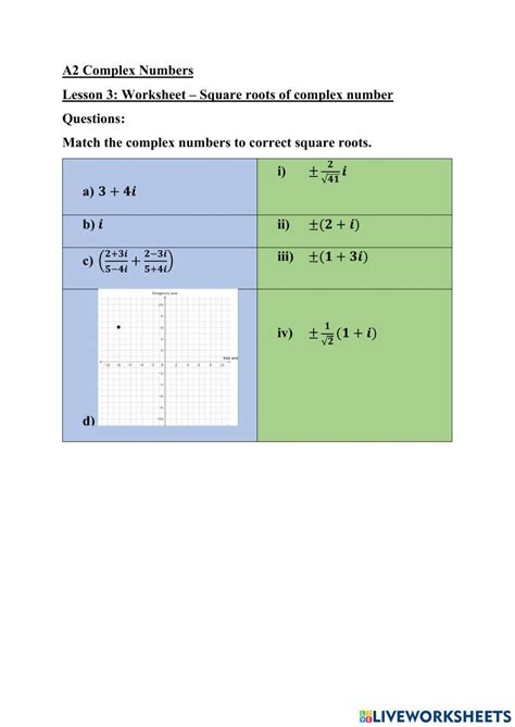 Image result for Practice B Complex Number and Root Worksheet Answer