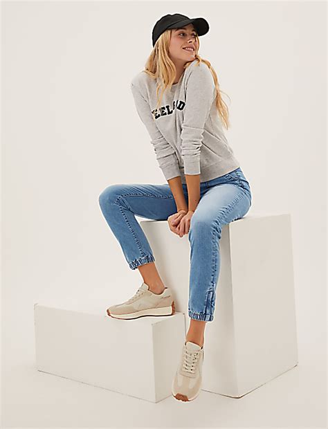 Buy Cotton Blend Slim Fit Ankle Grazer Joggers at Marks & Spencer