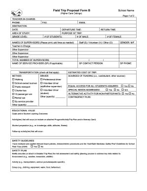 2022-2026 Canada School District of Mystery Lake Field Trip Proposal ...