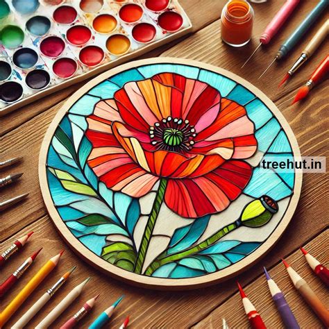 Poppy Flower Stain Glass Painting Ideas