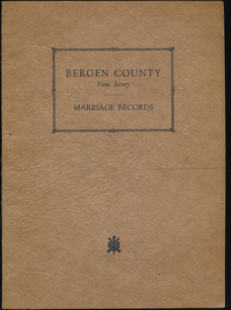 Bergen County New Jersey Marriage Records by Westervelt, Mrs. Frances A ...