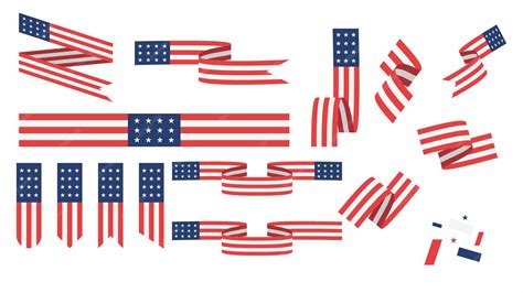 A set of american flag ribbon vector illustration | Premium Vector