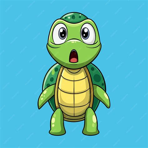 Adorable Cartoon Vector Icon of a Shocked Turtle with Big Eyes ...