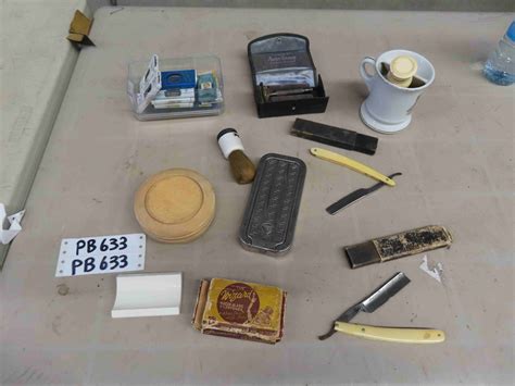 Straight Razors, Razor Blades, Brush + Cup, Sharpening Strap