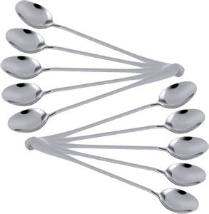 Manorath sheetal Long Handle set 10 Stainless Steel Ice Tea Spoon Set ...