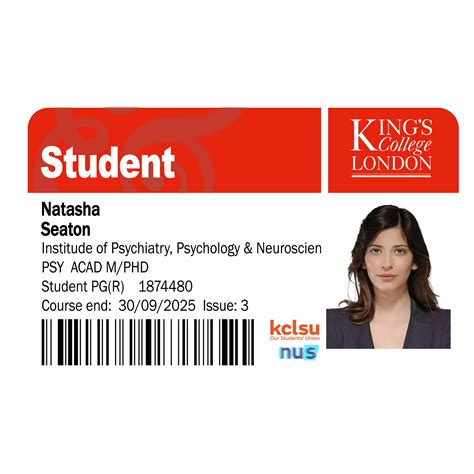 Create King's College London University Student ID Cards With Fillable ...