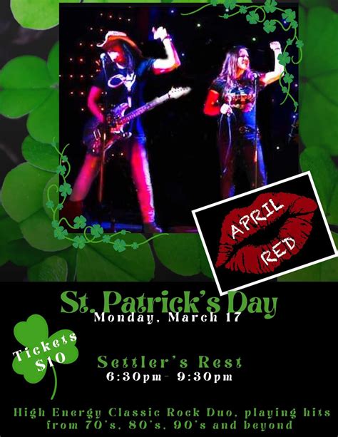 April Red Rockin your St. Patricks Day Celebration at Settlers Rest RV ...