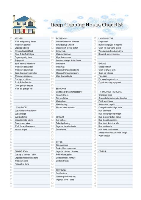 Printable Deep Cleaning House Checklist – Free download and print for you.