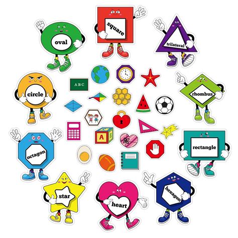PETCEE 30PCS Shapes Poster for Classroom Bulletin Board Set Shapes ...