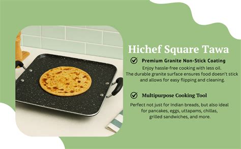 Buy Hichef Non Stick Square pathri Tawa Pan 32cm | Granite Finish ...