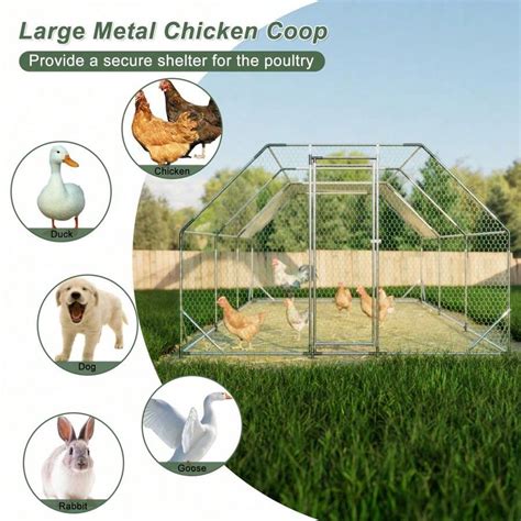 10 Ft. X 20 Ft. Galvanized Large Metal Walk In Chicken Coop Cage Farm ...