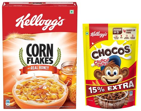 Chocos Crunchy Bites, 431g & Corn Flakes with Real Honey, 345g : Amazon ...