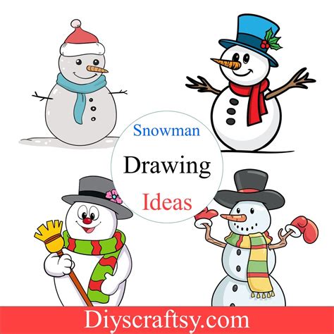 15 Snowman Drawing Ideas - How To Draw Snowman - DIYsCraftsy