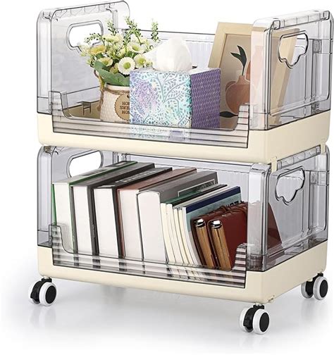 Kresal 2-Tier Foldable Storage Trolley, Laundry Room Cart Movable ...