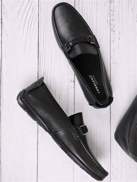 Men Black Textured Driving Shoes – ShoeTree