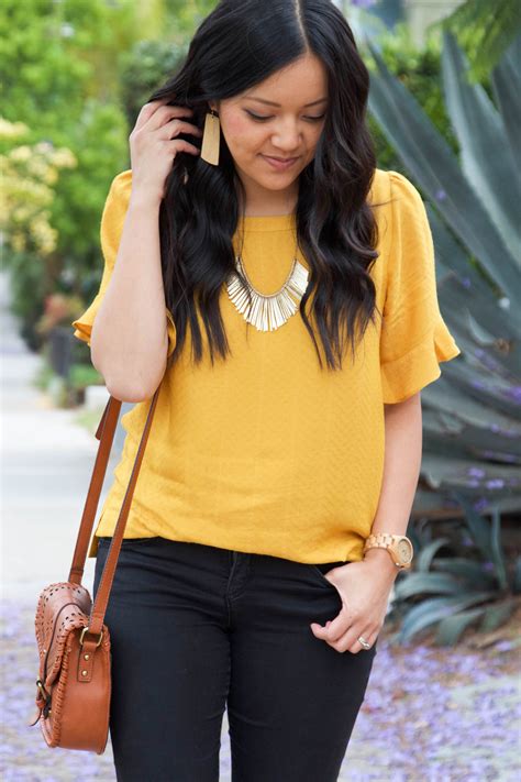 4 Ways to Style a Yellow Top + 6 Yellow Top Options | Yellow blouse ...