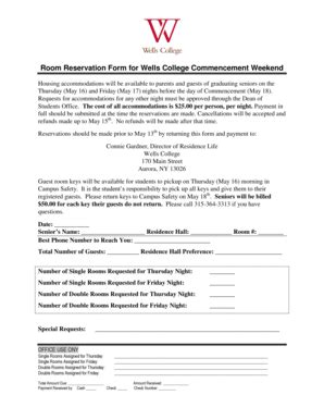 Fillable Online The reservation form - Wells College Fax Email Print ...