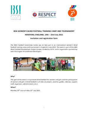 Fillable Online IBSA Blind Football Women Camp and Tournament Hereford ...