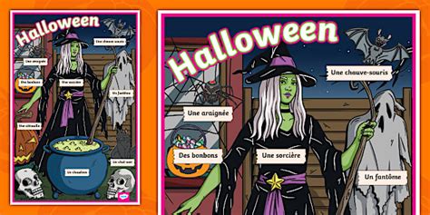 Halloween Display Poster French (teacher made) - Twinkl