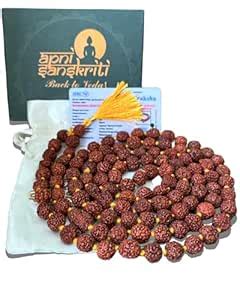 Apnisanskriti 5 Mukhi Rudraksha Mala for Men/Women Wearing (108+1, Lab ...