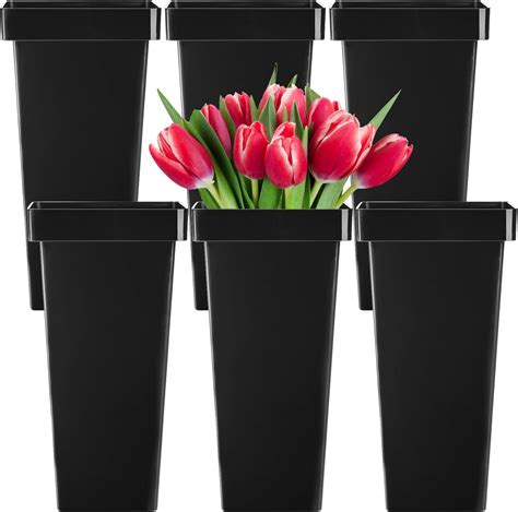 Kingrol 6 Pack Plastic Flower Vases, Modern Square Vase, Multipurpose ...