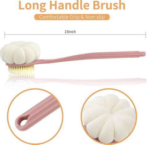 Buy Back Scrubber, Shower Body Brush with Bristles and Loofah, Frosted ...