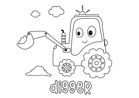Digger Colouring Pages
