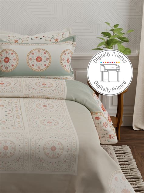 100% Cotton 800 TC King Bedsheet Set, Grey Digitally Printed, Platinum ...