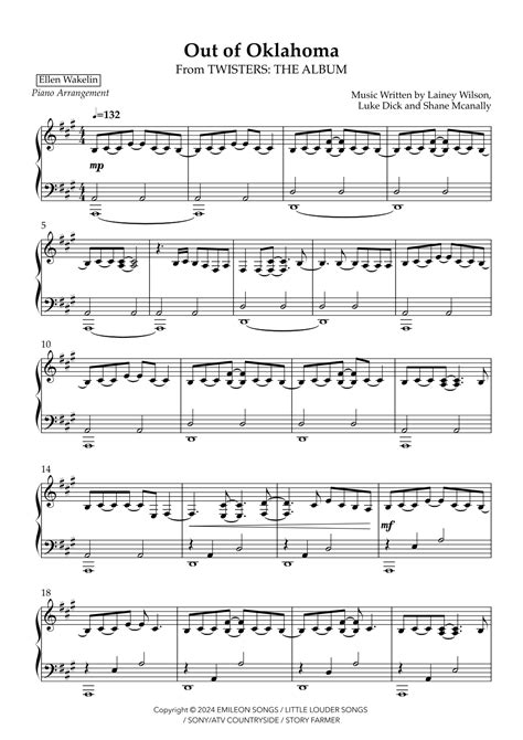 Out Of Oklahoma (arr. Ellen Wakelin) by Lainey Wilson Sheet Music for ...